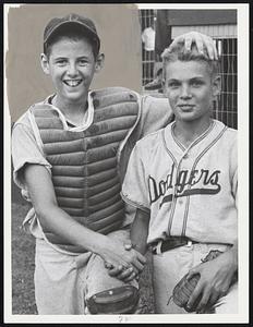 Winning Battery for Parkway Nationals. L.R. Dennis Regan - catcher. Steve Timmins - Pitcher.