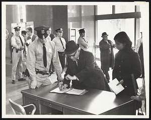JFK Building-Security Check. During Anti-war protests in Boston.