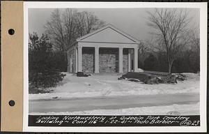 Contract No. 116, Quabbin Park Cemetery Building, Ware, looking northwesterly at Quabbin Park Cemetery building, Ware, Mass., Jan. 22, 1941