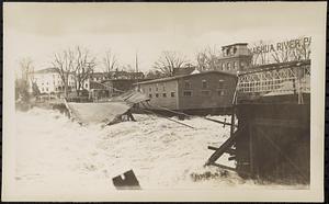 Nashua River bridge being destroyed by flood waters