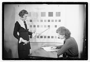 A woman taking a color recognition test