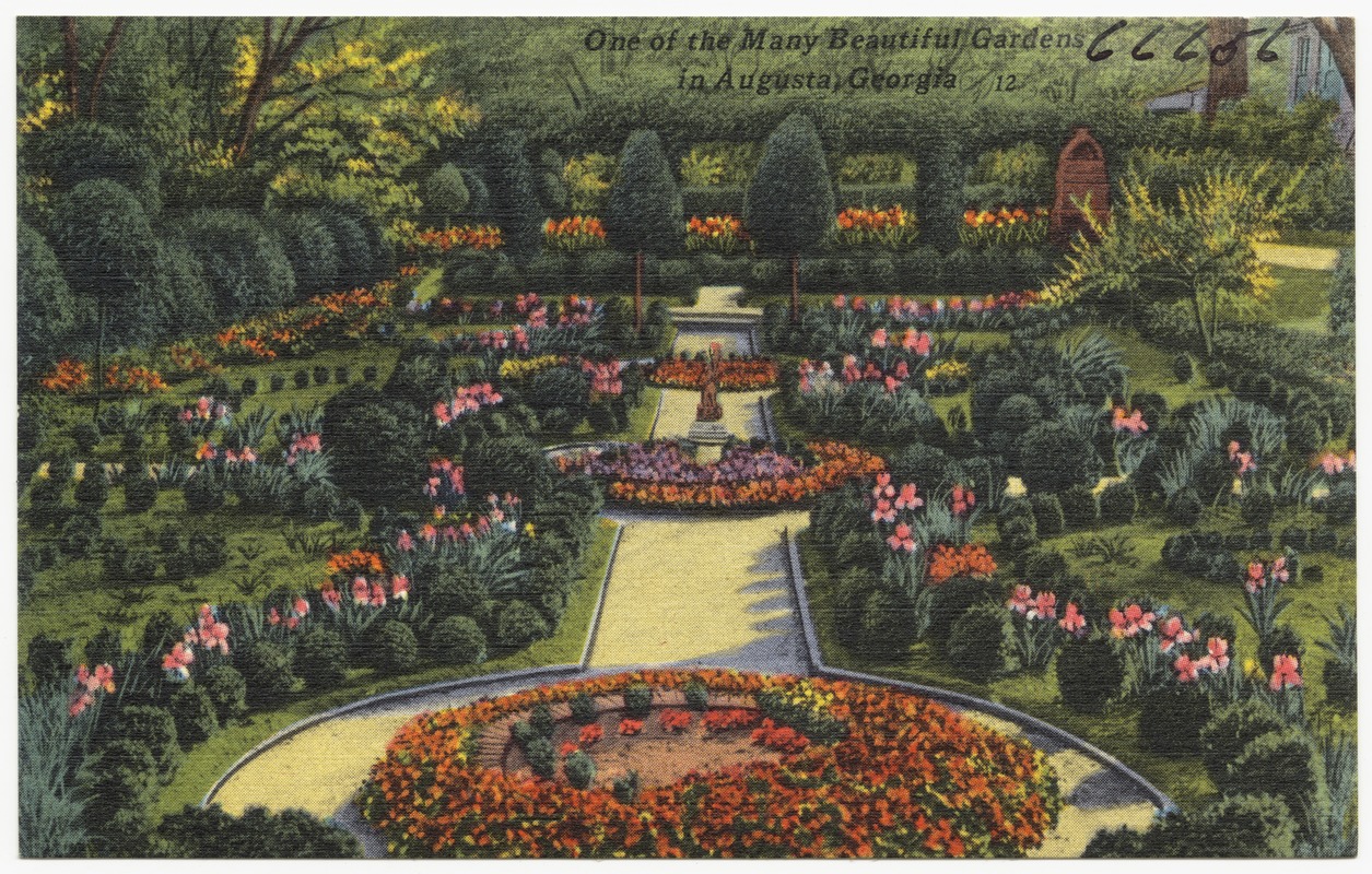 One of the many beautiful gardens in Augusta, Digital Commonwealth