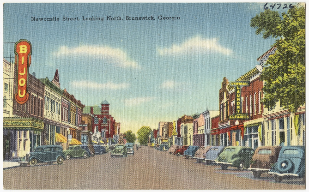 Newcastle Street, looking north, Brunswick, Georgia