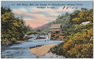 Old water mill and stream  in Chattahoochee National Forest, northeast Georgia