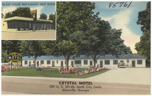 Crystal Motel on U. S. 301-25, south city limits, Glennville, Georgia, Glass House Restaurant next door