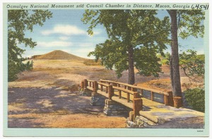 Ocmulgee National Monument and Council Chamber in distance, Macon, Georgia