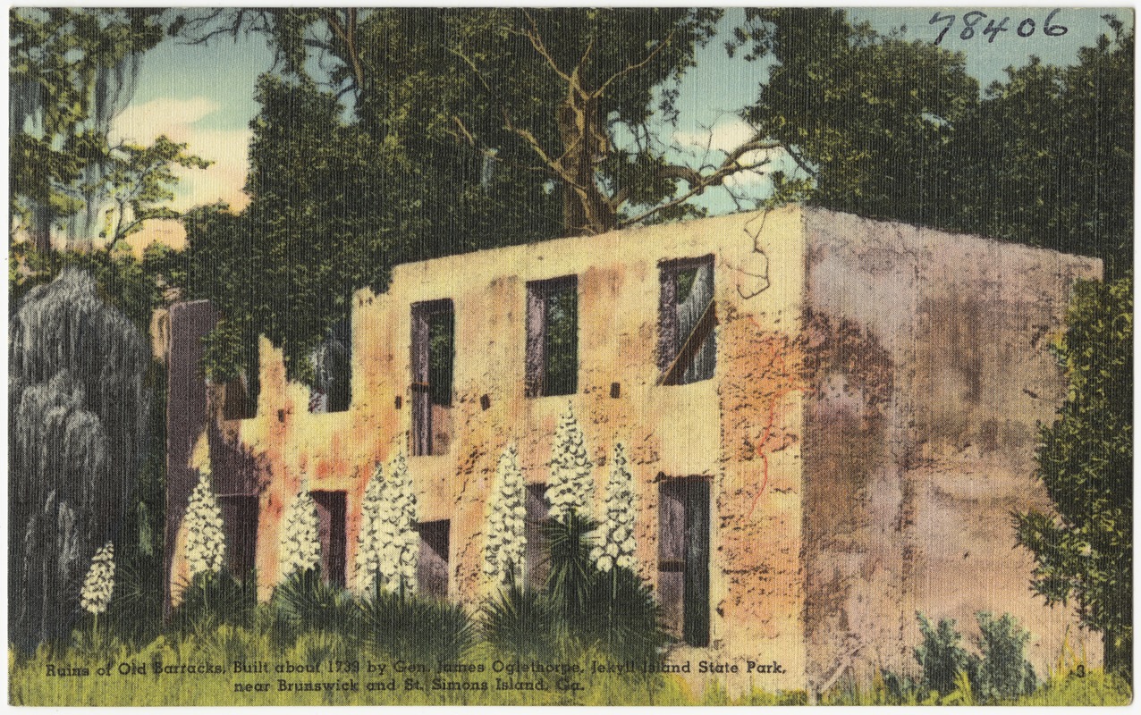 Ruins of old barracks, built about 1739 by Gen. James Oglethorpe, Jekyll Island State Park, near Brunswick and St. Simons Island, Ga.