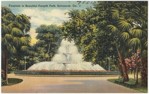 Fountain in beautiful Forsyth Park, Savannah, Ga.
