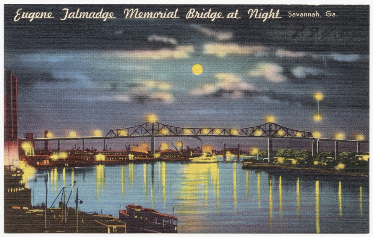 Eugene Talmadge Memorial Bridge at night, Savannah, Ga.
