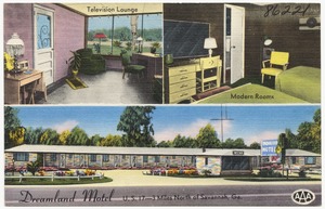 Dreamland Motel, U. S. 17 -- 3 miles north of Savannah, Ga., television lounge, modern room