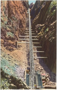 Scenic incline from the bottom of the Royal Gorge, Colo.