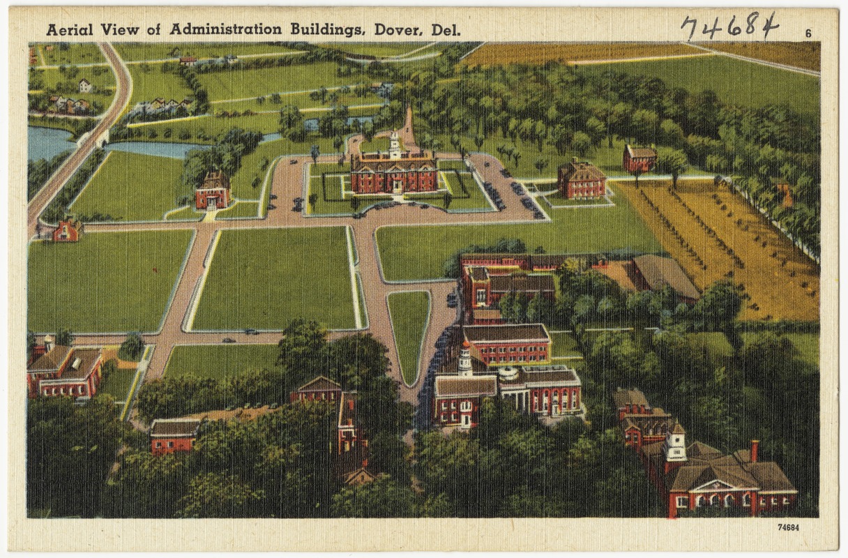 Aerial view of administration buildings, Dover, Del.
