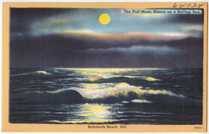 The full moon shines on a rolling sea, Rehoboth Beach, Del.