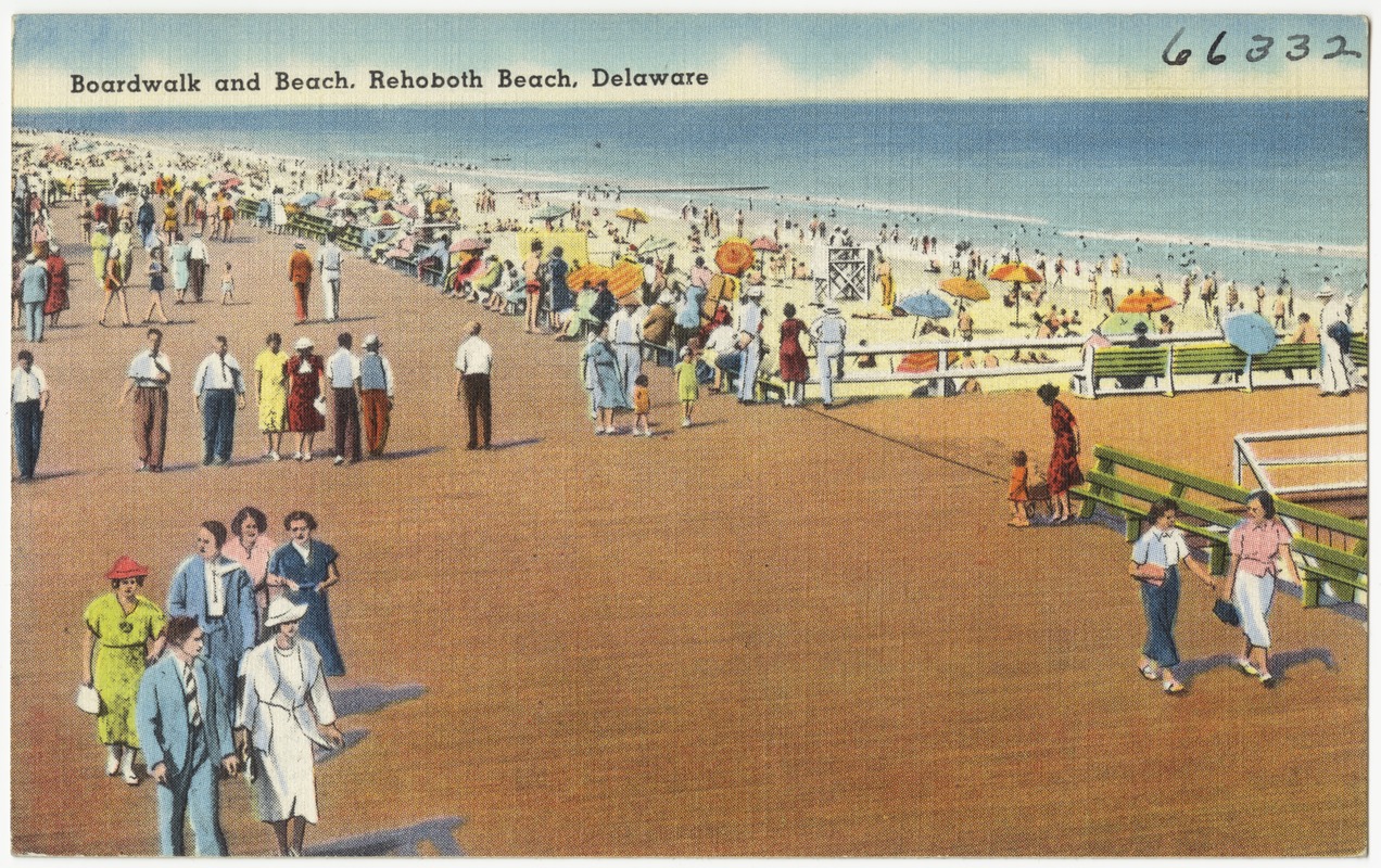 Boardwalk and beach, Rehoboth Beach, Delaware