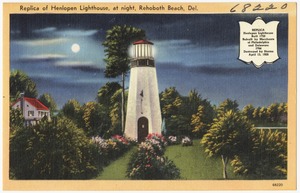 Replica of Henlopen Lighthouse, at night, Rehoboth Beach, Del.