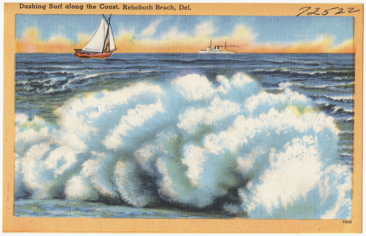 Dashing surf along the coast, Rehoboth Beach, Del. Digital Commonwealth