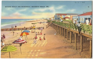 Bathing beach and boardwalk, Rehoboth Beach, Del.