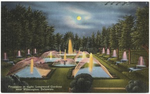 Fountains at night, Longwood Gardens near Wilmington, Delaware