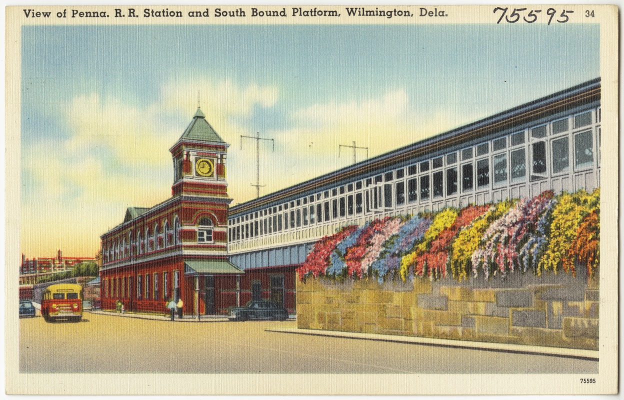 View of Penna. R. R. Station and south bound platform, Wilmington, Dela.
