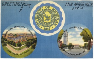 Greetings from Ann Arbor, Mich., Lawyer's Club, the Mall, University of Michigan, Ann Arbor, Michigan