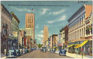 Michigan Ave. looking west from Monument Square, Battle Creek, Mich.