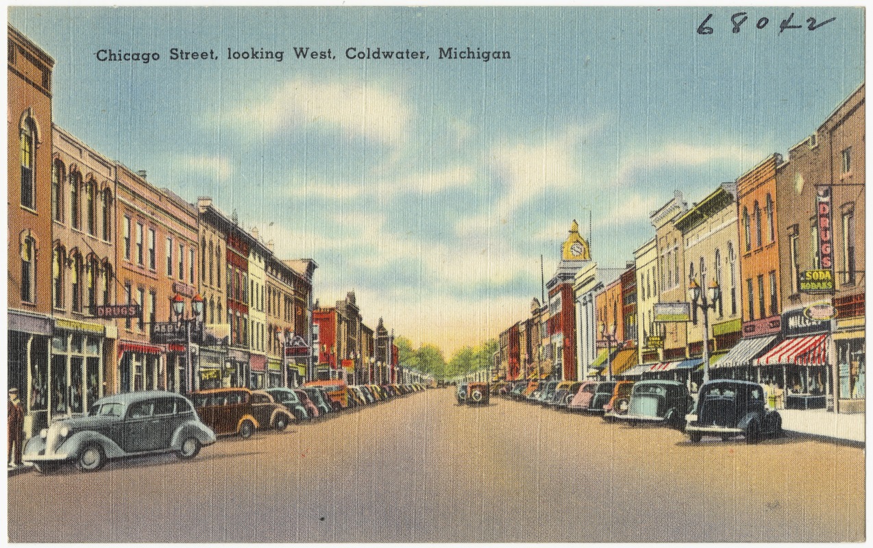 Chicago Street, looking west, Coldwater, Michigan