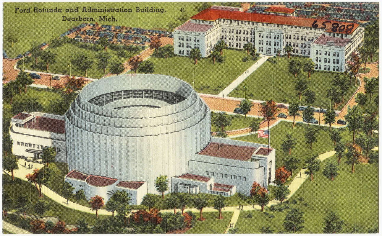 MI S9 Postcard Early View of Ford Rotunda in Dearborn