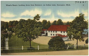 Wiest's Resort, looking down from entrance, on Iron Lake, Dowagiac, Mich.