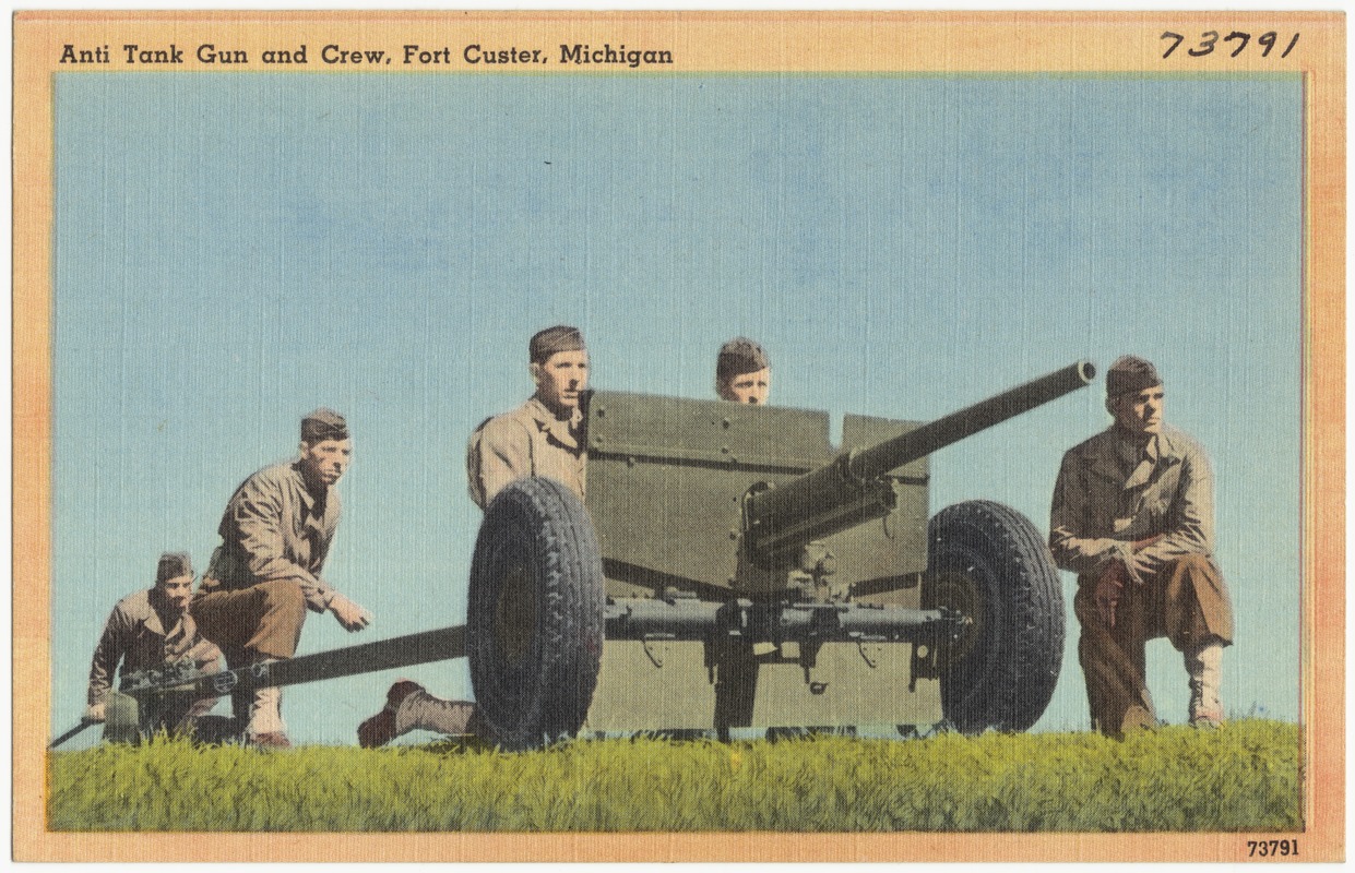 Anti tank gun and crew, Fort Custer, Michigan