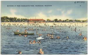 Bathers at Pere Marquette Park, Muskegon, Michigan
