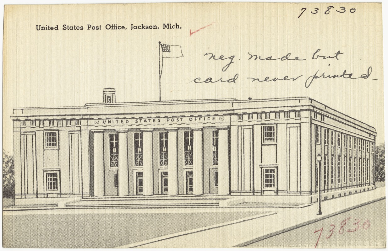United States Post Office, Jackson, Mich. Digital Commonwealth