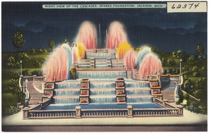 Night view of the Cascades, Sparks Foundation, Jackson, Mich.