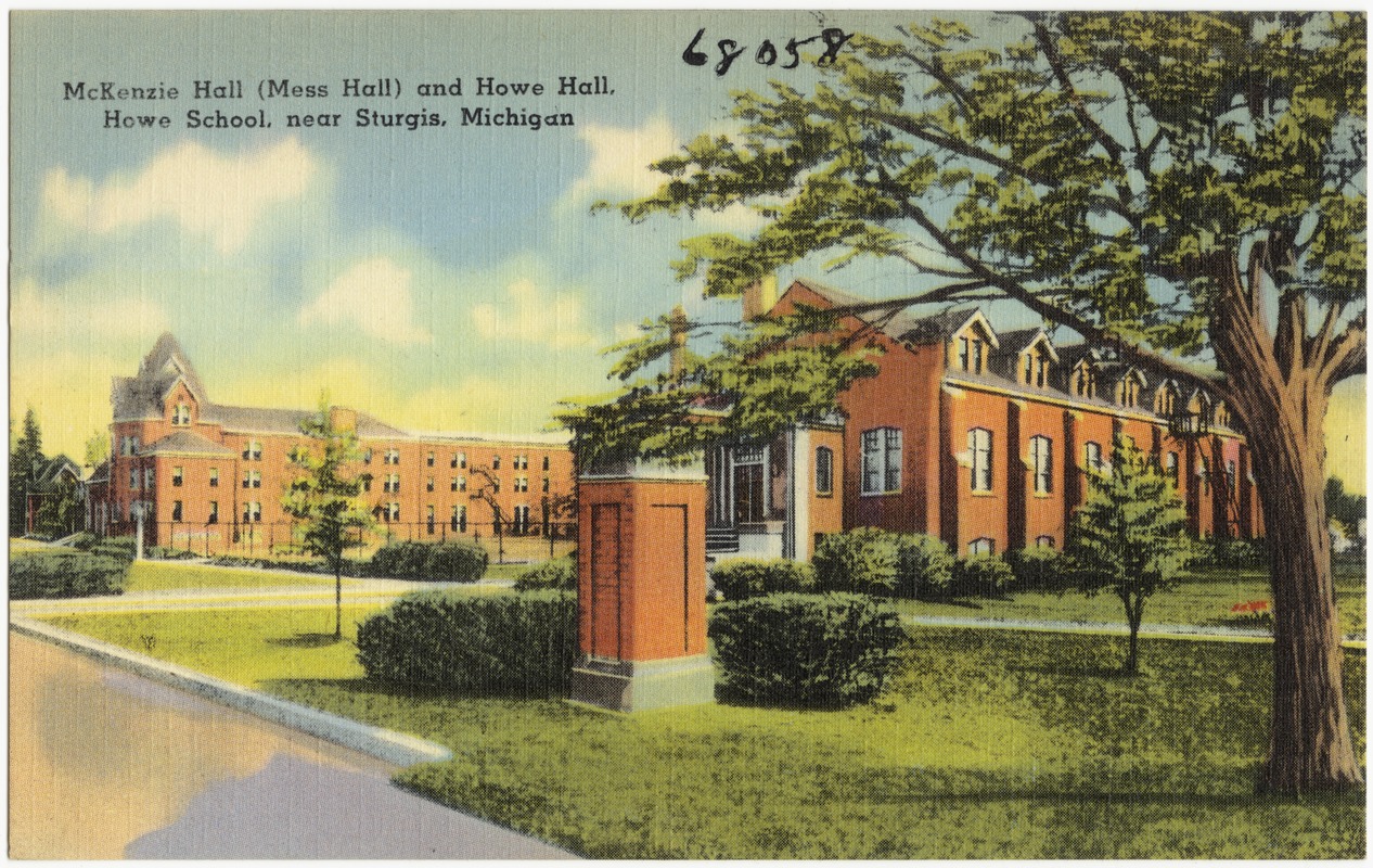 McKenzie Hall (mess hall) and Howe Hall, Howe School, near Sturgis, Michigan