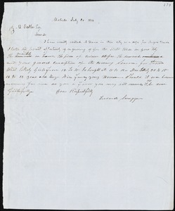 Frederick Scruggs, Mobile, Ala., autograph letter signed to Ziba B. Oakes, 20 July 1854