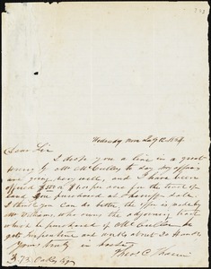 Theodore C. Tharin, Grumesville, S.C. [?], autograph letter signed to Ziba B. Oakes, 12 July 1854