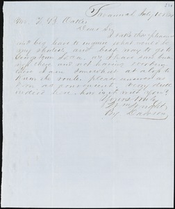 William Wright, Savannah, Ga., manuscript letter signed to Ziba B. Oakes, 10 July 1854