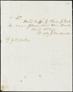Wylly & Montmollin, Savannah, Ga., manuscript letter signed to Ziba B. Oakes, [May? 1854]