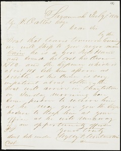 Wylly & Montmollin, Savannah, Ga., manuscript letter signed to Ziba B. Oakes, 7 July 1854