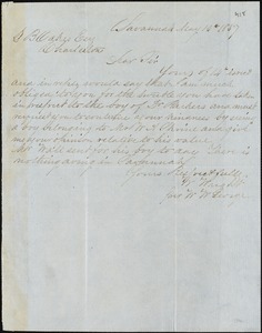 William Wright, Savannah, Ga., manuscript letter signed to Ziba B. Oakes, 16 May 1857