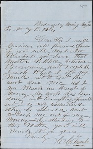 C.C. Trumbo, [Charleston, S.C.?], autograph letter signed to Ziba B. Oakes, 20 May [1857]
