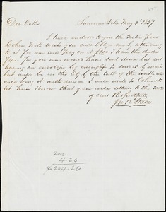 J.R. Stall, Summerville, S.C., autograph note signed to Ziba B. Oakes, 4 May 1857