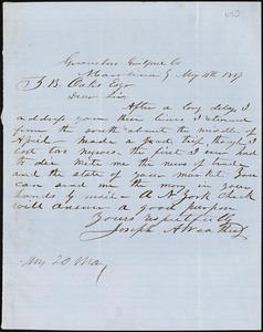 Joseph A. Weatherby, Greensboro, Guildford Co., N.C., autograph note signed to Ziba B. Oakes, 4 May 1857