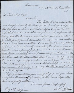 E.A. Gibbes, Rosemont, S.C., autograph note signed to Ziba B. Oakes, 2 May 1857