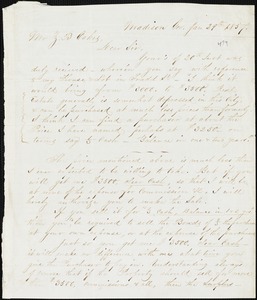A.T. Spalding, Madison, Ga., autograph letter signed to Ziba B. Oakes, 29 January 1857