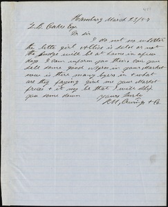Owings, R.M. & Co., Hamburg, manuscript letter signed to Ziba B. Oakes, 23 March 1857