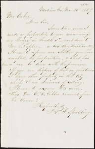 A.T. Spalding, Madison, Ga., autograph letter signed to Ziba B. Oakes, 20 March 1857