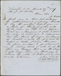 A. J. McElveen autograph letter signed to Ziba B. Oakes, 29 March 1857