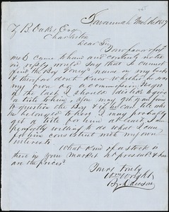 William Wright, Savannah, Ga., manuscript letter signed to Ziba B. Oakes, 16 March 1857