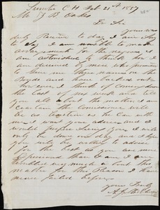 A. J. McElveen, Sumter Court House, S.C., autograph note signed to Ziba B. Oakes, 21 February 1857