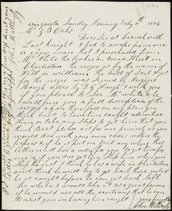 John Mattingly, Augusta, Ga., autograph letter signed to Ziba B. Oakes, 15 February 1856